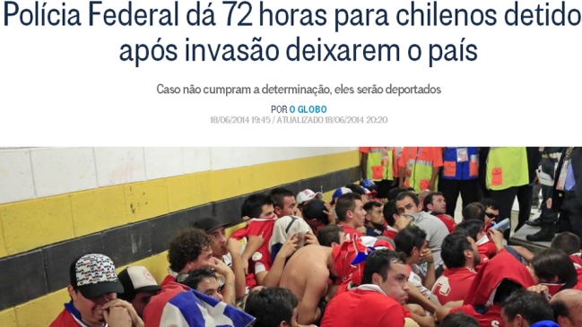 Policía Federal dio plazo de 72 horas para que chilenos detenidos dejen Brasil Policía Federal dio plazo de 72 horas para que chilenos detenidos dejen Brasil