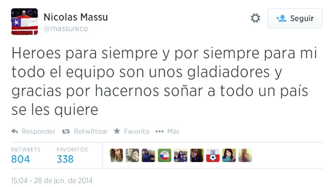 Apoyo y elogios a la Roja en Twitter tras perder contra Brasil Apoyo y elogios a la Roja en Twitter tras perder contra Brasil
