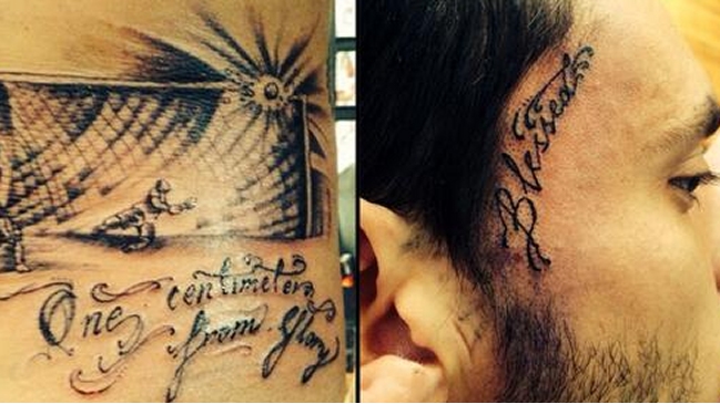 Mauricio Pinilla inmortalizó su disparo en el palo con un tatuaje Mauricio Pinilla inmortalizó su disparo en el palo con un tatuaje