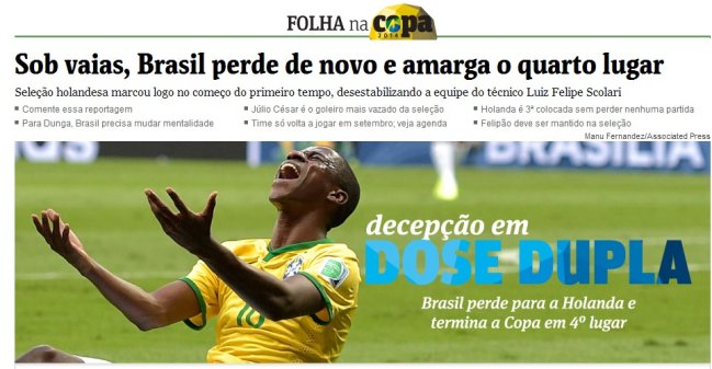 Los medios internacionales analizaron el cuarto lugar de Brasil en el Mundial Los medios internacionales analizaron el cuarto lugar de Brasil en el Mundial