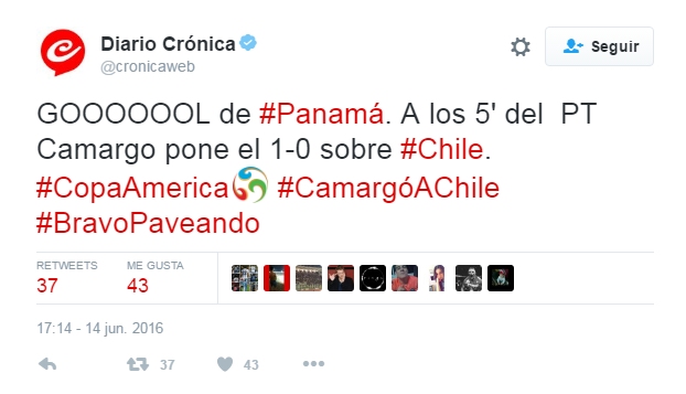 Chile venció 4-2 a Panamá y clasificó a los cuartos de final de la Copa América Centenario. Sin embargo, fue la baja actuación de Claudio Bravo durante el cotejo el blanco de los memes en las redes sociales. Chile venció 4-2 a Panamá y clasificó a los cuartos de final de la Copa América Centenario. Sin embargo, fue la baja actuación de Claudio Bravo durante el cotejo el blanco de los memes en las redes sociales.