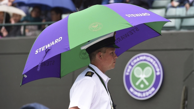 Organización de Wimbledon canceló varios partidos de este miércoles por la lluvia Organización de Wimbledon canceló varios partidos de este miércoles por la lluvia