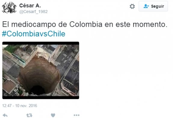 Chile empató sin goles con Colombia en Barranquilla y los usuarios en las redes sociales dieron rienda suelta a su creatividad, con memes sobre el intenso calor y las desafortunadas lesiones que mermaron el despliegue de la Roja. Chile empató sin goles con Colombia en Barranquilla y los usuarios en las redes sociales dieron rienda suelta a su creatividad, con memes sobre el intenso calor y las desafortunadas lesiones que mermaron el despliegue de la Roja.