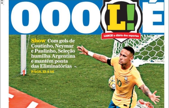 La visión de los diarios brasileños tras victoria ante Argentina: Fue un paseo La visión de los diarios brasileños tras victoria ante Argentina: Fue un paseo