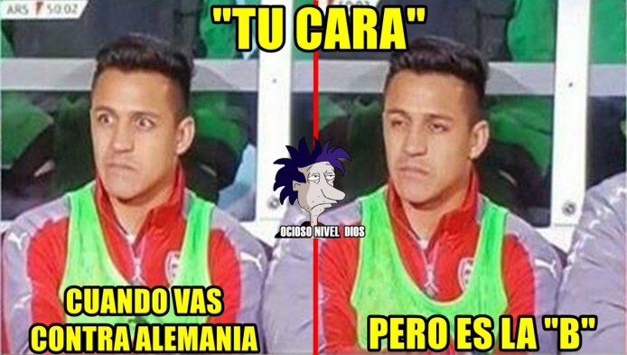 Este jueves, la selección chilena igualó 1-1 con Alemania por Copa Confederaciones y los fanáticos de la Roja se tomaron las redes sociales para comentar el duelo con sus memes. Este jueves, la selección chilena igualó 1-1 con Alemania por Copa Confederaciones y los fanáticos de la Roja se tomaron las redes sociales para comentar el duelo con sus memes.