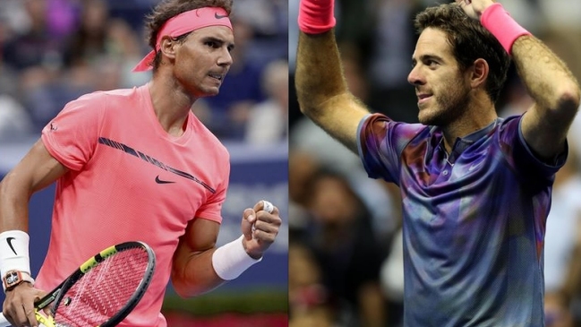 Rafael Nadal y Juan Martín Del Potro chocan en la Rafael Nadal y Juan Martín Del Potro chocan en la