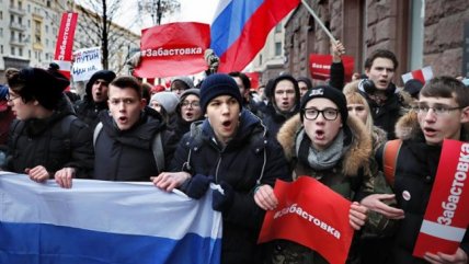 Protestas en Rusia: Miles de personas llamaron a boicotear las elecciones de marzo