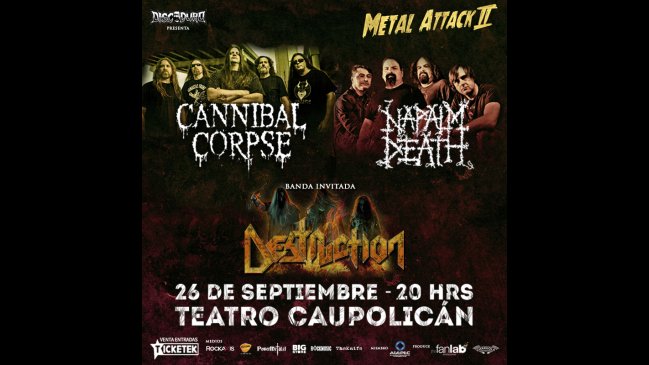 Festival en grande: Destruction se suma al show de Cannibal Corpse y Napalm Death Festival en grande: Destruction se suma al show de Cannibal Corpse y Napalm Death