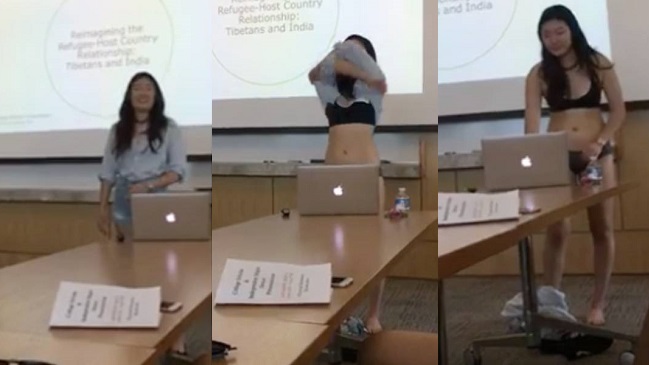 Mujer se quitó la ropa durante defensa de su tesis para protestar contra profesora Mujer se quitó la ropa durante defensa de su tesis para protestar contra profesora