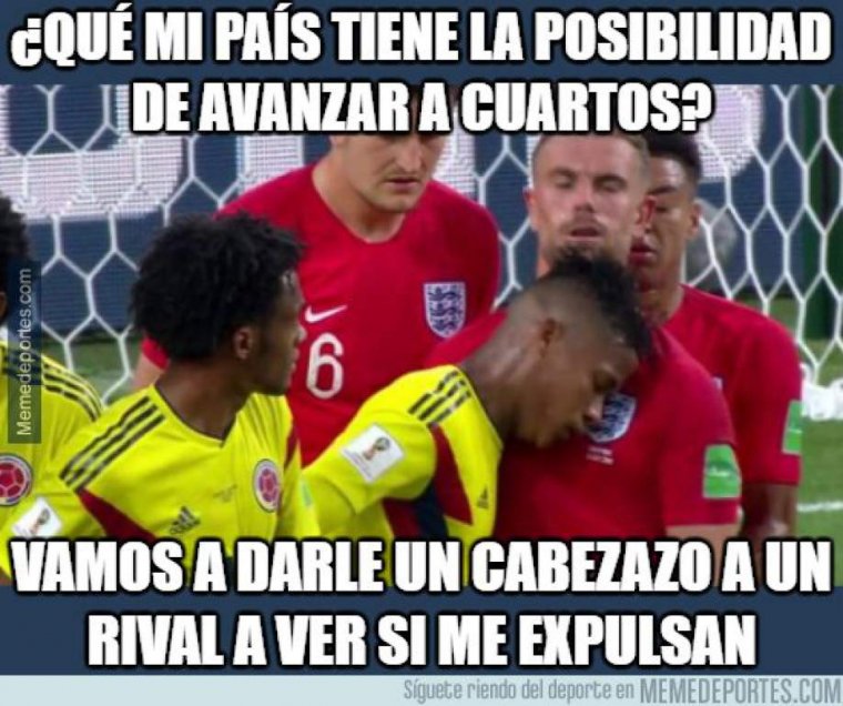 Colombia quedó eliminada en los octavos de final del Mundial tras perder en los penales con Inglaterra, y en las redes sociales, los futboleros se burlaron apelando al Colombia quedó eliminada en los octavos de final del Mundial tras perder en los penales con Inglaterra, y en las redes sociales, los futboleros se burlaron apelando al