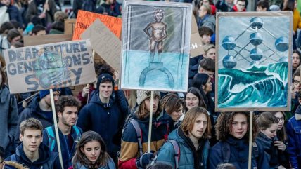  Estudiantes protestan en Bélgica contra el cambio climático  