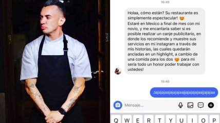   Dividió a las redes: Chef funó a influencer que le pidió comida gratis a cambio de publicidad 