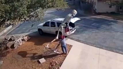  Mujer robó adorno gigante de Halloween a vecina  