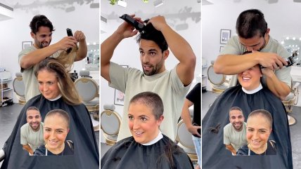 Estilista sorprende a su clienta con cáncer al raparse junto a ella    Estilista sorprende a su clienta con cáncer al raparse junto a ella