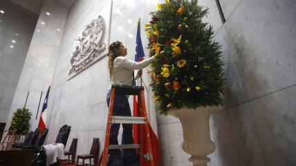 Engalanan el Salón de Honor del Congreso para la segunda Cuenta Pública de Boric  
