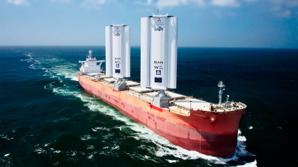   Primer carguero propulsado con velas emprende su viaje inaugural 