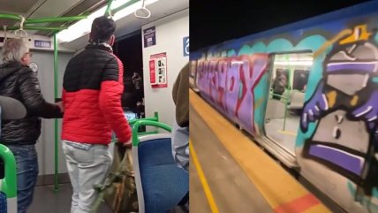 Pasajeros encararon a grafiteros que rayaron el Metro de Valparaíso  