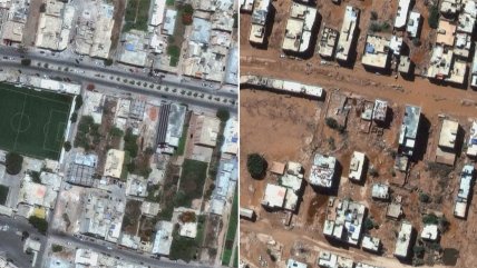   Libia: Imágenes satelitales grafican el antes y después del devastador ciclón 