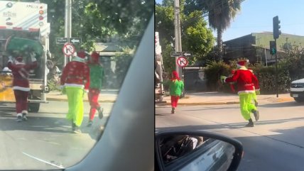   Recolectores de basura en Puente Alto se disfrazaron de duendes y del 