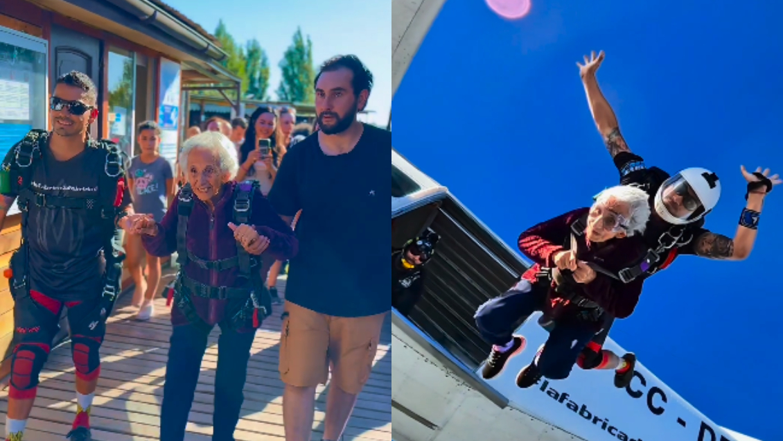 Anciana chilena de 95 años cumplió su sueño de tirarse en paracaídas Anciana chilena de 95 años cumplió su sueño de tirarse en paracaídas