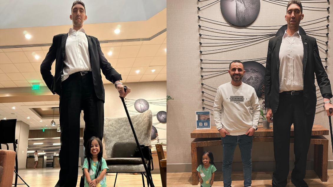 El hombre más alto y la mujer más pequeña del mundo se reencontraron en California El hombre más alto y la mujer más pequeña del mundo se reencontraron en California