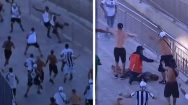   [VIDEO] Violenta pelea entre hinchas de Fluminense y Atlético Mineiro dejó un herido de urgencia 