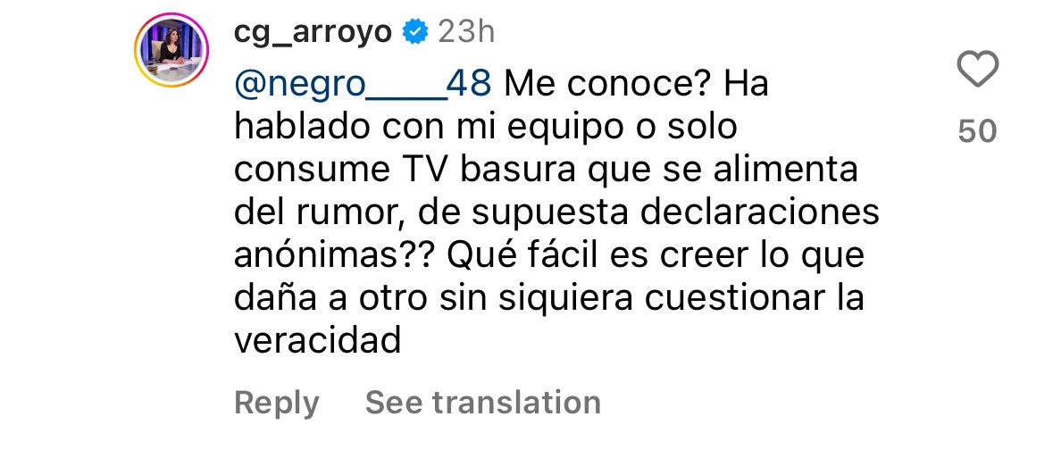 Carmen Gloria Arroyo negó acusaciones de maltrato laboral