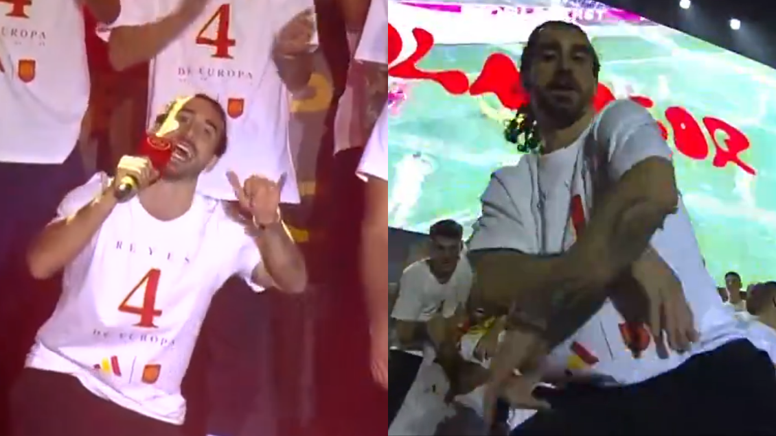 [VIDEOS] Cucurella la rompió con cántico y baile ante los hinchas en la Cibeles en Madrid