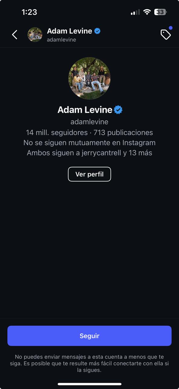 Adam Levine bloqueó sus mensajes en Instagram