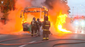 Incendio consumió por completo un bus en Estación Central