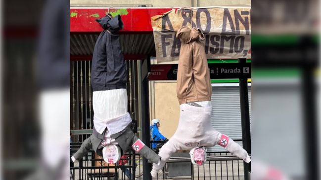 Rechazo transversal por muñecos de Kast y Kaiser colgados en marcha por Día del Trabajador