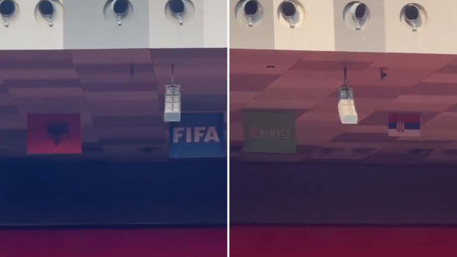 Albania encendió la previa de su duelo ante Serbia con las banderas del estadio