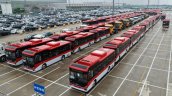 Comenzó en Shanghái el embarque de 121 buses eléctricos para Copiapó