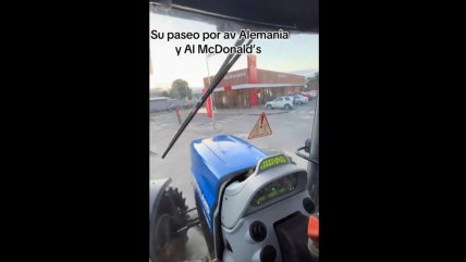   Con estilo: temuquense fue a un McDonald's en tractor 