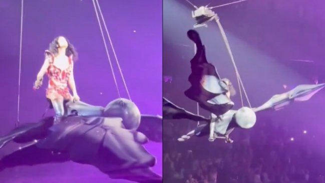 Katy Perry sufrió desperfecto técnico mientras sobrevolaba al público en concierto
