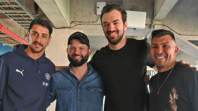 Presidente Boric visitó en familia el Claro Arena y compartió con Gary Medel y Fernando Zampedri