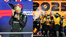 Russell celebró la victoria en un GP de Singapur que selló el título de McLaren