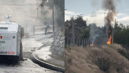 Lo Barnechea: Encapuchados impiden desalojo de terreno municipal con bombas molotov y barricadas