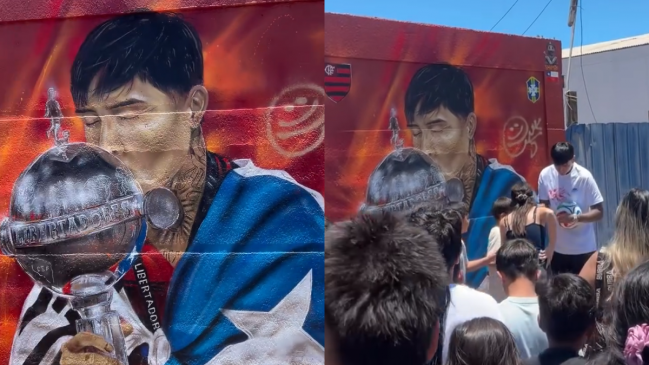 Erick Pulgar fue homenajeado con un mural en medio de sus vacaciones en Antofagasta
