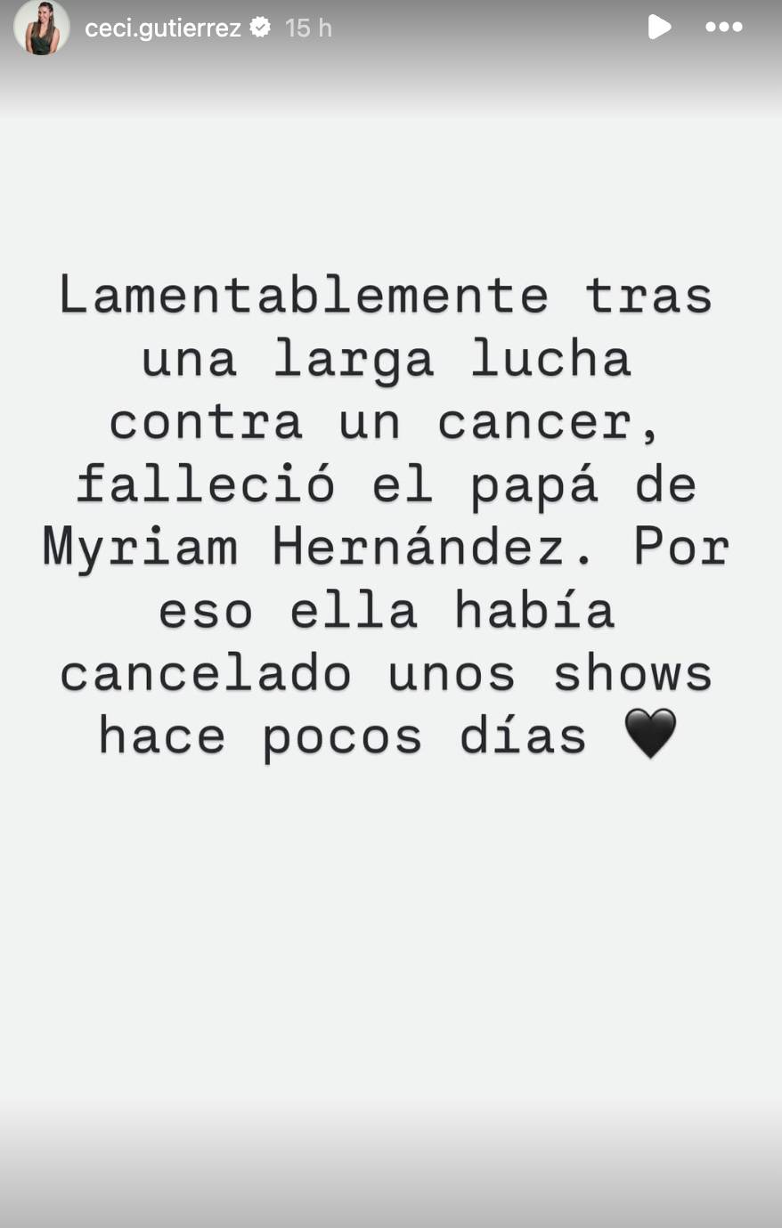 Cecilia Gutiérrez reportó la muerte del padre de Myriam Hernández, Jaime Hernández Vidal