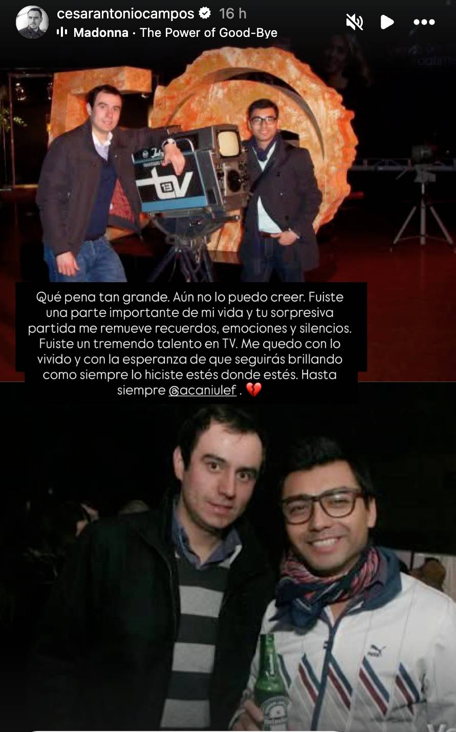 César Campos compartió sentida despedida a Andrés Caniulef