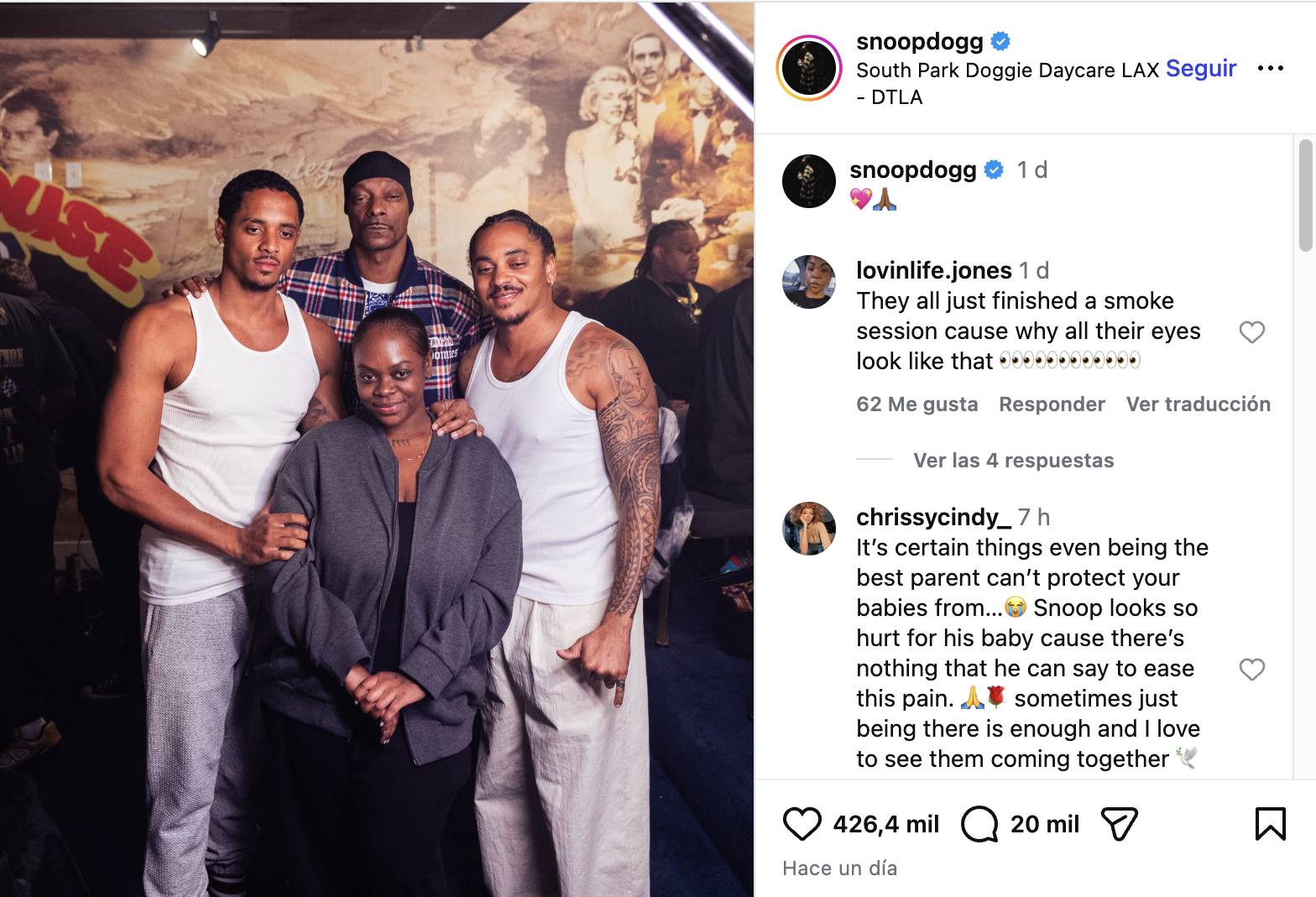 Snoop Dogg compartió postal familiar en apoyo a su hija Cori Snoop Dogg compartió postal familiar en apoyo a su hija Cori