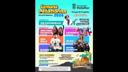   Joe Vasconcellos, Amistades Peligrosas y Nicole estarán en la Semana Peñaflorina 
